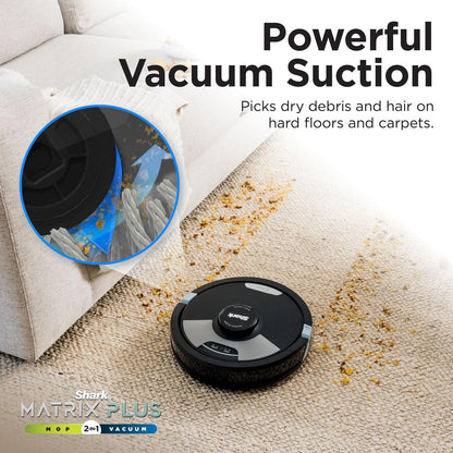 Shark Matrix Plus 2-in-1 Self-Empty Robot Vacuum Cleaner & Mop with LiDAR Home Mapping & Edge Cleaning, for Carpet, Hard Floors & Pet Hair, Anti-Allergen, Self-Charging, WiFi/App, Black