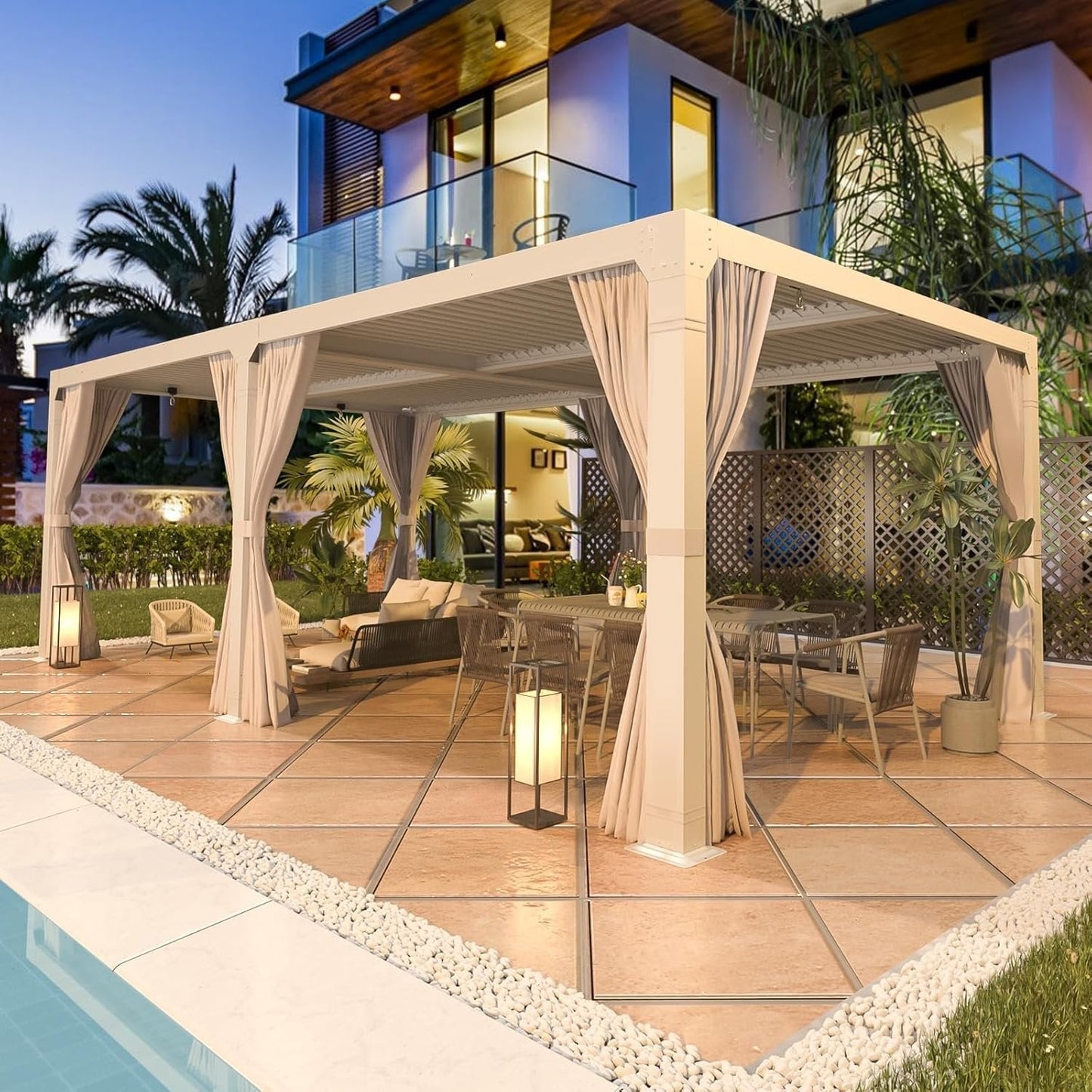 EROMMY 12’x24′ Outdoor Louvered Pergola Gazebo