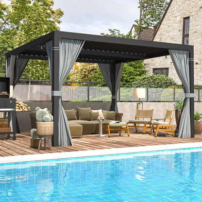 EROMMY 10 ft. W x 10 ft. D Outdoor Louvered Pergola