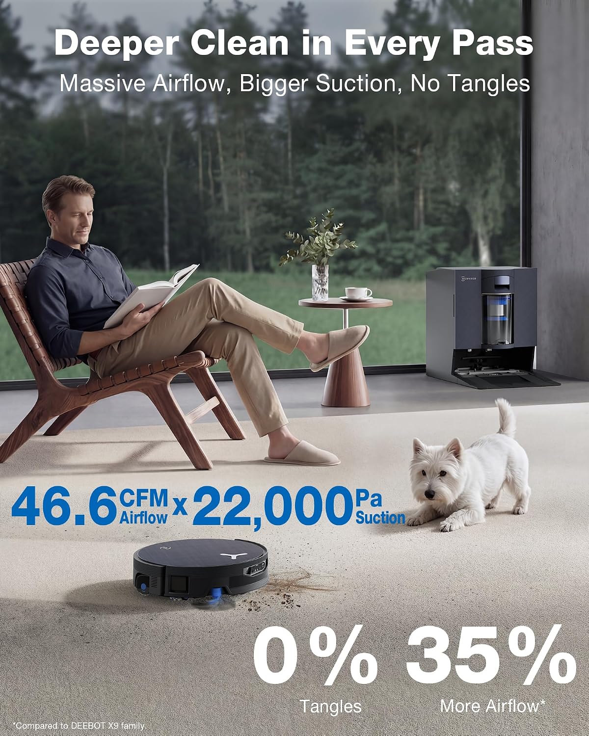ECOVACS DEEBOT X12 OmniCYCLONE Robot Vacuum and Mop, 22,000Pa Blast Suction, GaN Fast Charging for Large Homes, Bagless 60-Day Station, FocusJet + OZMO Roller Self-Washing Mop,AIVI 3D Smart Navigation