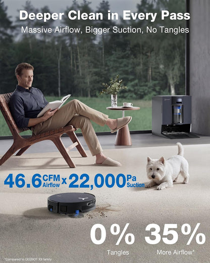 ECOVACS DEEBOT X12 OmniCYCLONE Robot Vacuum and Mop, 22,000Pa Blast Suction, GaN Fast Charging for Large Homes, Bagless 60-Day Station, FocusJet + OZMO Roller Self-Washing Mop,AIVI 3D Smart Navigation