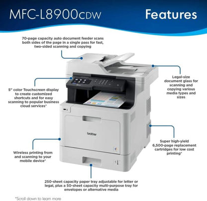 Brother MFC-L8900CDW Business Color Laser All-in-One Printer