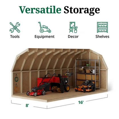 Little Cottage Co. 8 x 16 Foot Value Gambrel Barn with 4 Foot Sidewalls – Precut Kit
