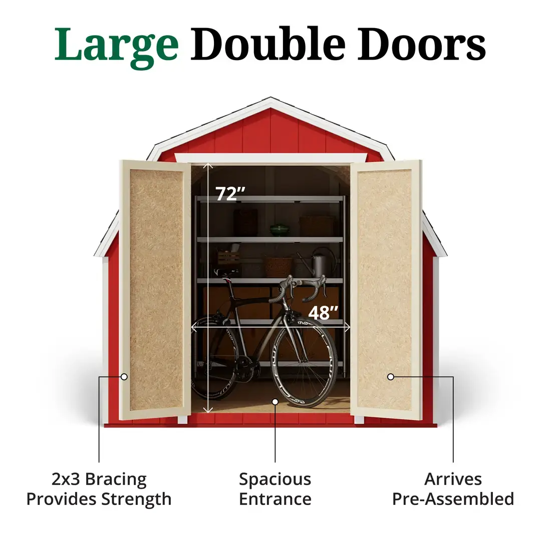 Little Cottage Co. 8 x 16 Foot Value Gambrel Barn with 4 Foot Sidewalls – Precut Kit