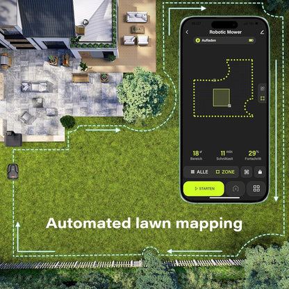 Smart Wireless Robotic Lawnmower, Fully Automatic Robotic Lawn Mowers with App Control, Climbing & Obstacle Avoidance, for 600㎡ Home Garden