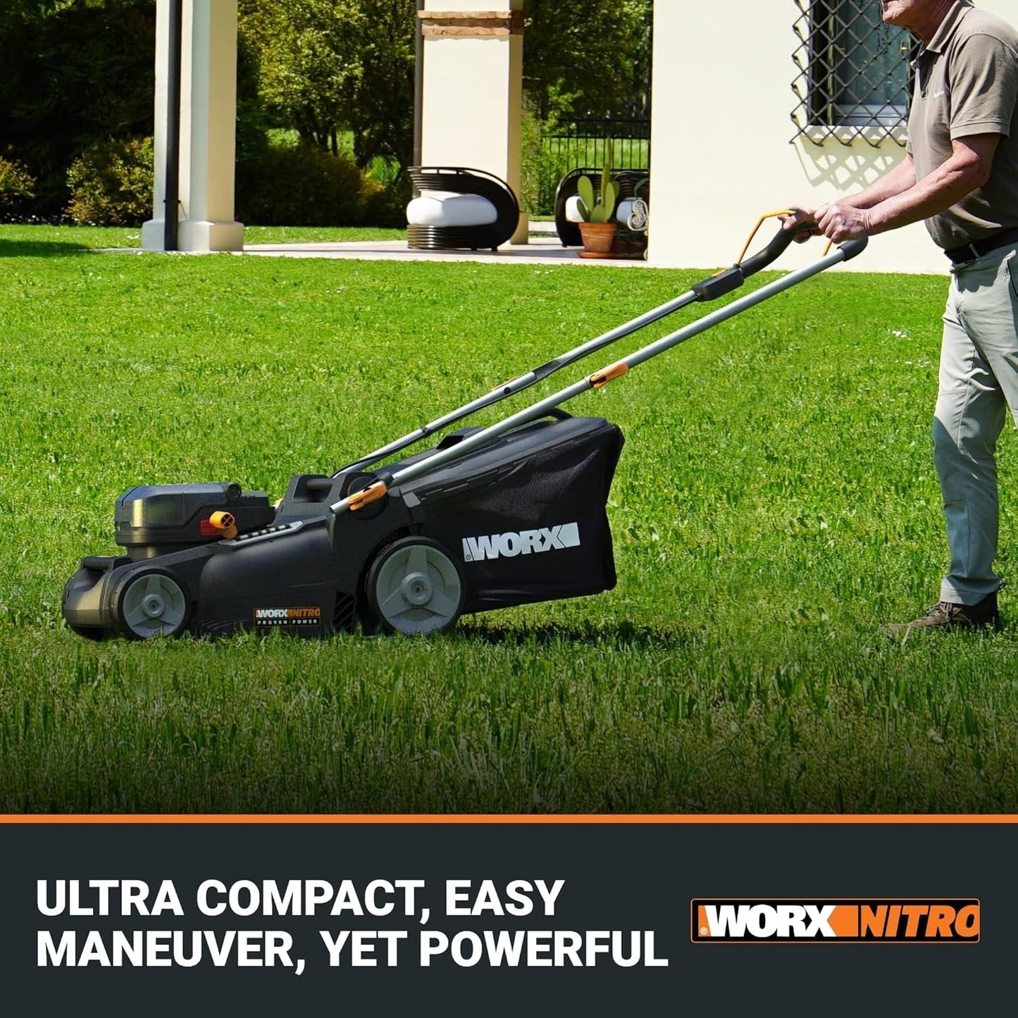 WORX Nitro 40V 16″ Cordless Lawn Mower w/Brushless Motor 2.0 & Intellicut