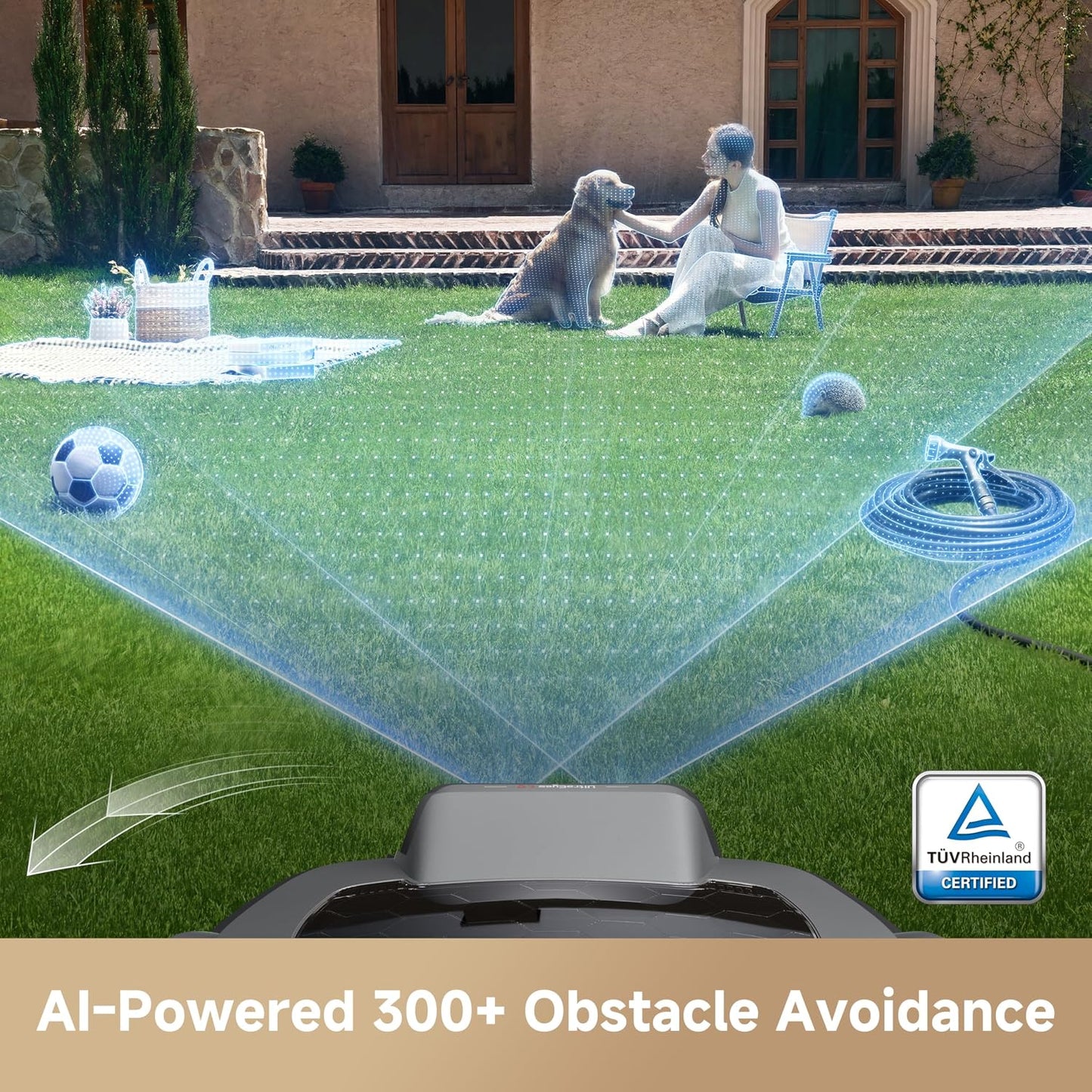 MOVA ViAX 300 Robot Lawnmower without Boundary, Recommended 300 ㎡, AI-Assisted Auto Mapping, U-Shape Path Planning, Dual-Vision Obstacle Avoidance, Edge Cutting, Complex Terrain, App Control