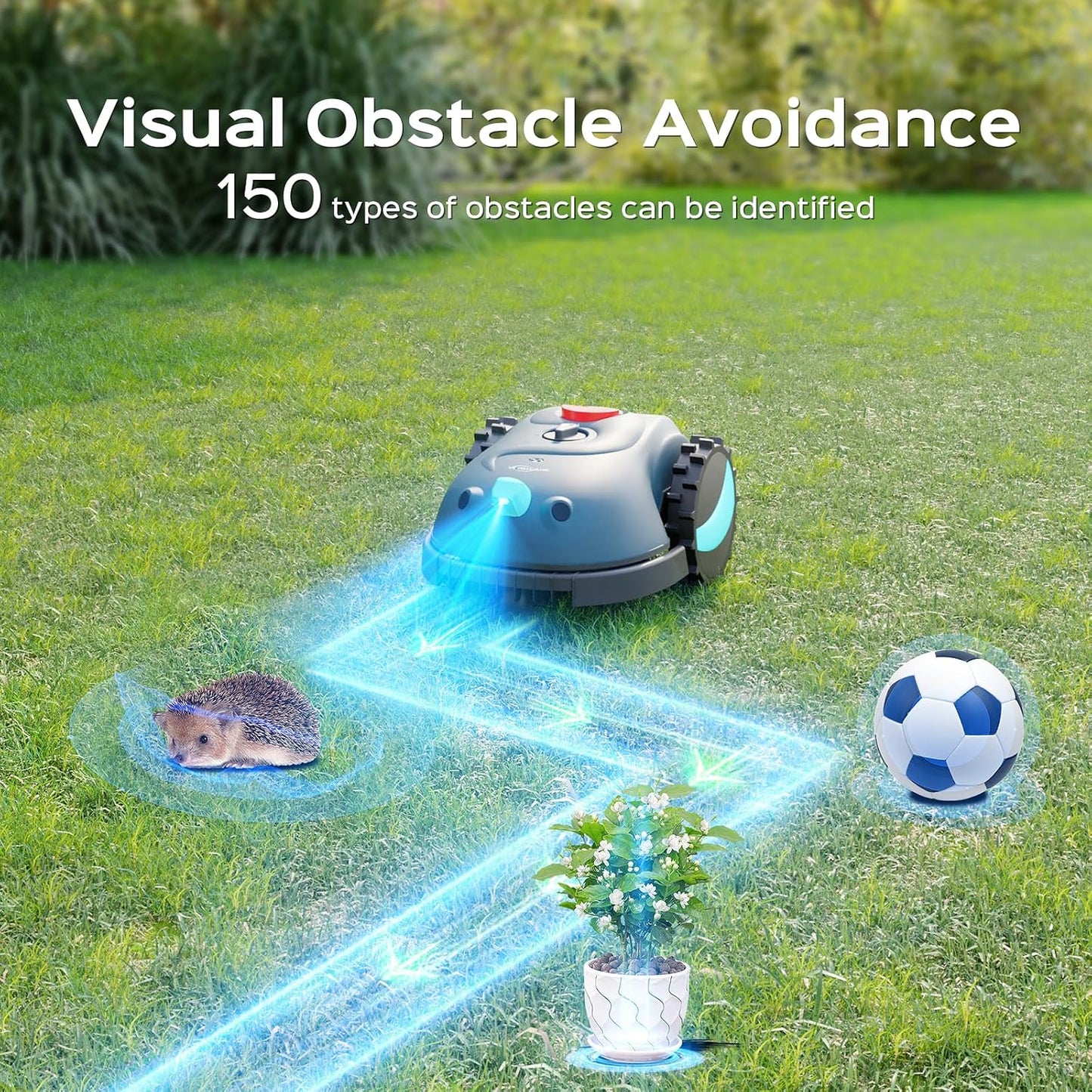 Robot Lawnmower without Boundary, Vision Navigation, 150 Obstacle Dectection,Adjustable Cutting Height,Magnetic Wires,Robotic Lawnmower