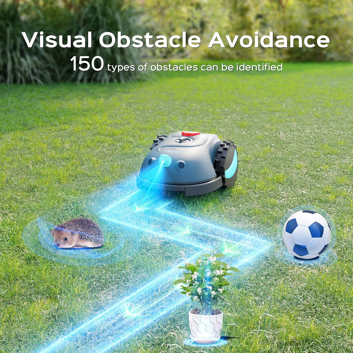 Robot Lawnmower without Boundary, Vision Navigation, 150 Obstacle Dectection,Adjustable Cutting Height,Magnetic Wires,Robotic Lawnmower