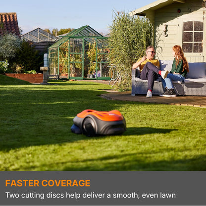 Flymo UltraLife 1500 Robotic Lawnmower – Automated Cutting, Cut-To-Edge Precision,Dual-Cutting, Smart Technology, Wireless Connectivity, Lush Green Lawn Finish, Perfect for medium to large sized lawns