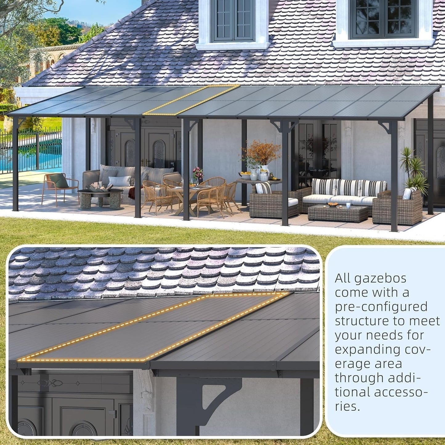 Aecojoy 14×12 ft Aluminum Pergola with Canopy