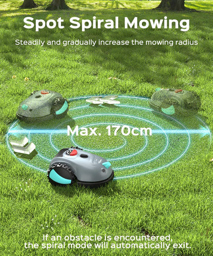 YARDCARE V100 Robot Lawnmower without Boundary,Vision Navigation,150 Obstacle Detection,20-60 mm Cutting Height,Robotic Lawnmower with Magnetic Wires,Low Noise,Replacement Blades,Spot Mow, Max.150m²