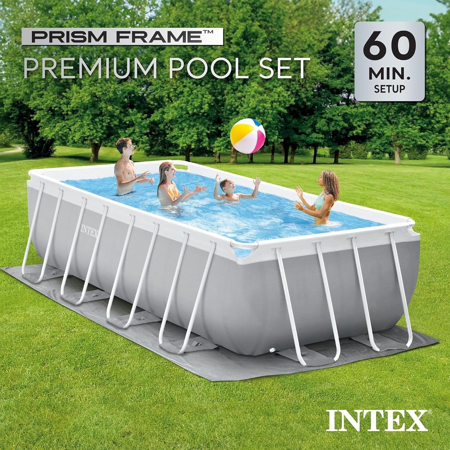 Intex Prism Frame 16′ x 8′ x 42′ Rectangular Above Ground Pool Set