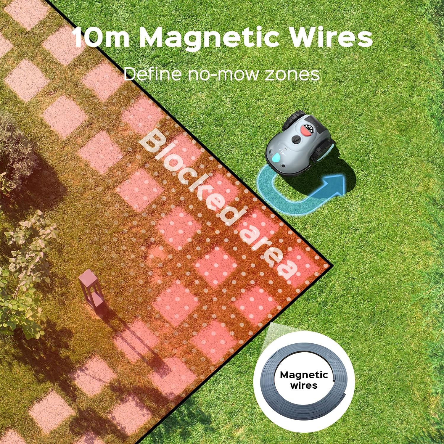 Robot Lawnmower without Boundary, Vision Navigation, 150 Obstacle Dectection,Adjustable Cutting Height,Magnetic Wires,Robotic Lawnmower
