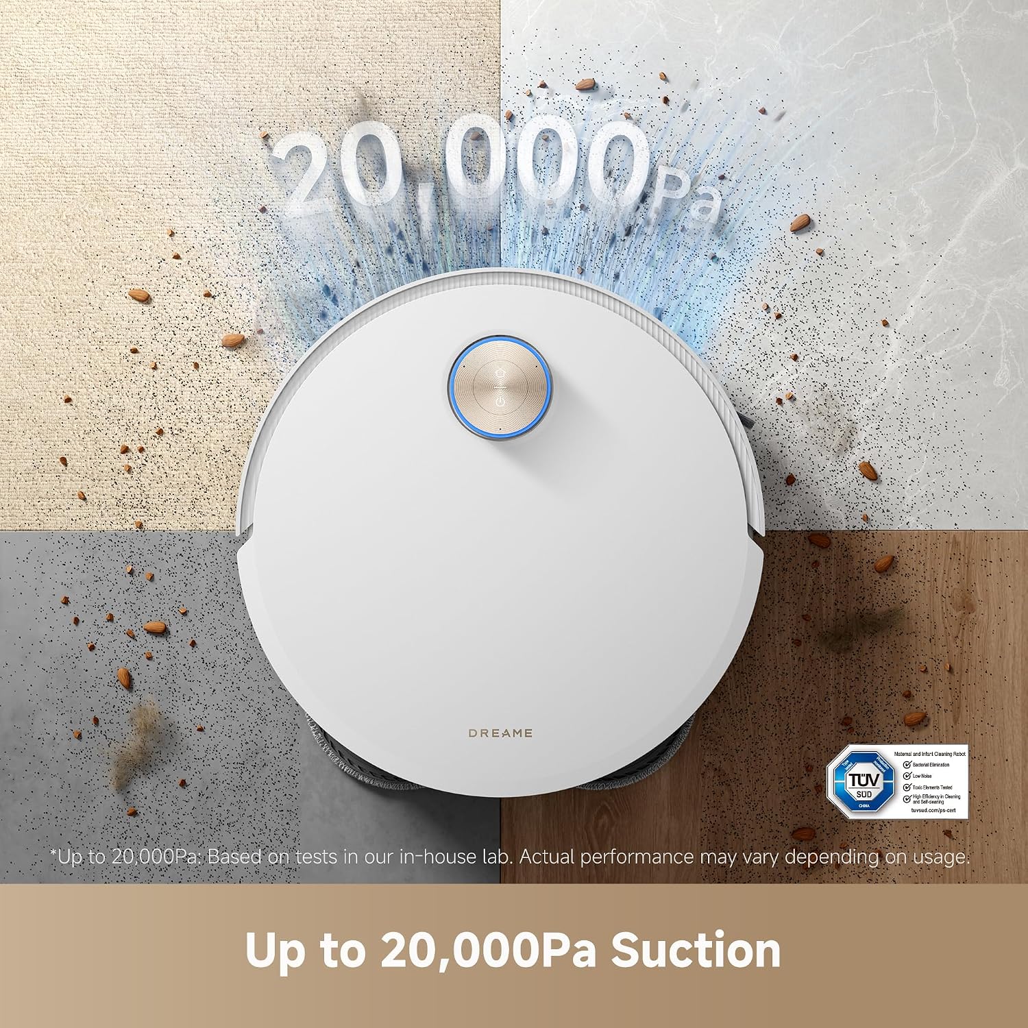 dreame X50 Ultra Complete Robot Vacuum with Mop, 20000Pa, Conquers Obstacles Up to 6CM, Liftable Brush&Mops, 80°C Hot Water Washing, Anti-Tangling, Removable Mop, Dual Flex-Arm, Dirt Detection