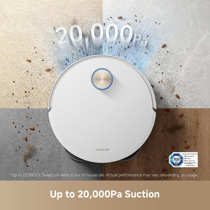dreame X50 Ultra Complete Robot Vacuum with Mop, 20000Pa, Conquers Obstacles Up to 6CM, Liftable Brush&Mops, 80°C Hot Water Washing, Anti-Tangling, Removable Mop, Dual Flex-Arm, Dirt Detection