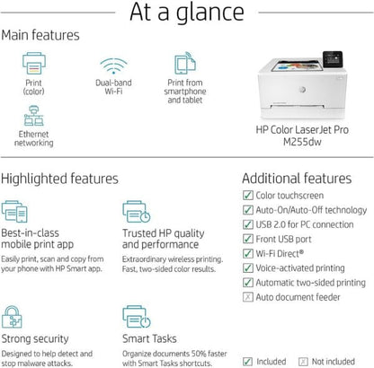 Hp Color Laserjet Pro M255dw Wireless Laser Printer