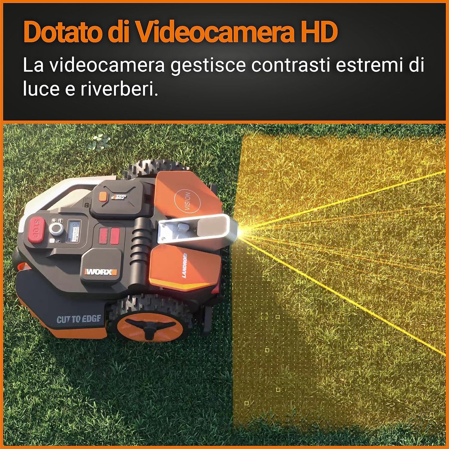 WORX Landroid Vision M600 Robotic Lawnmower WR206E.1 for Gardens up to 600 m² - Intelligent Robotic Lawnmower without Boundary Cable - WiFi & Bluetooth - Active Obstacle Avoidance with AI Technology -