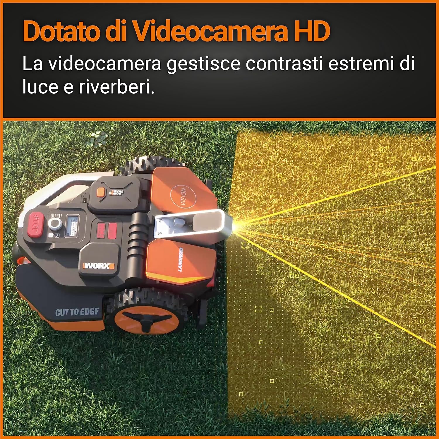 WORX Landroid Vision M600 Robotic Lawnmower WR206E.1 for Gardens up to 600 m² - Intelligent Robotic Lawnmower without Boundary Cable - WiFi & Bluetooth - Active Obstacle Avoidance with AI Technology -