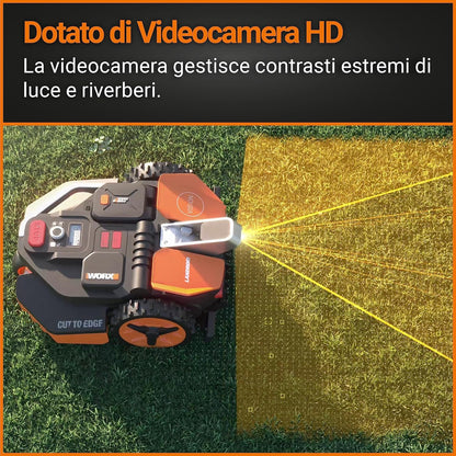 WORX Landroid Vision M600 Robotic Lawnmower WR206E.1 for Gardens up to 600 m² - Intelligent Robotic Lawnmower without Boundary Cable - WiFi & Bluetooth - Active Obstacle Avoidance with AI Technology -