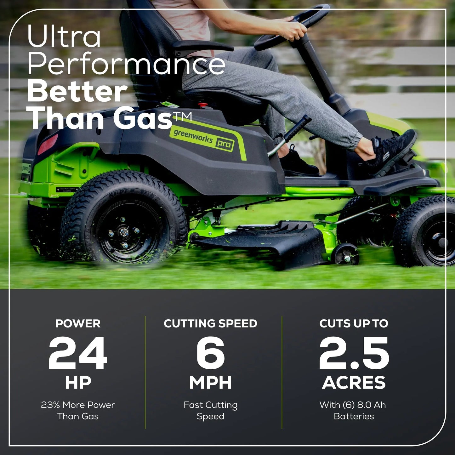 Greenworks 60V 42″ Cordless Battery CrossoverT Riding Lawn Mower