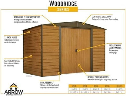 Arrow WR1012 Woodridge EG Steel Storage Shed, 10 by 12-Feet
