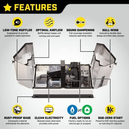 Champion Power Equipment 100177 8.5-kW Home Standby Generator with 50-Amp Outdoor-Rated Automatic Transfer Switch