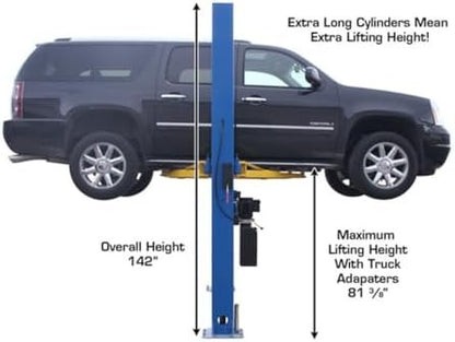 ATLAS Automotive Equipment 9OHSC-SS 2-Post Vehicle Overhead Lift, 11’9” Minimum Ceiling Height, 9,000lb Capacity, Clear Floor, 11’10” Height, 3-Stage Front and 2-Stage Rear Arms, for DIY/Hobbyists