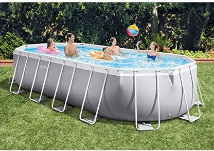 INTEX 26797EH Prism Frame Premium Oval Above Ground Swimming Pool Set: 20ft x 10ft x 48in – Includes 1500 GPH Cartridge Filter Pump – Removable Ladder – Pool Cover – Ground Cloth