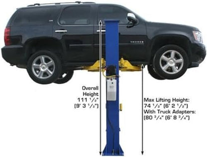 ATLAS Automotive Equipment 9KBPX 2-Post Lift/Hoist, Baseplate Style, 9’6″ Minimum Ceiling Height, 9,000lb Capacity, Symmetric Arms, Dual Hydraulic Chain Drive Cylinders, for Low Ceiling Home Use