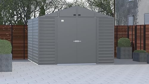 Arrow Select 10′ x 12′ Outdoor Lockable Steel Storage Shed Building, Charcoal