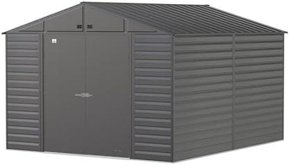 Arrow Select 10′ x 12′ Outdoor Lockable Steel Storage Shed Building, Charcoal