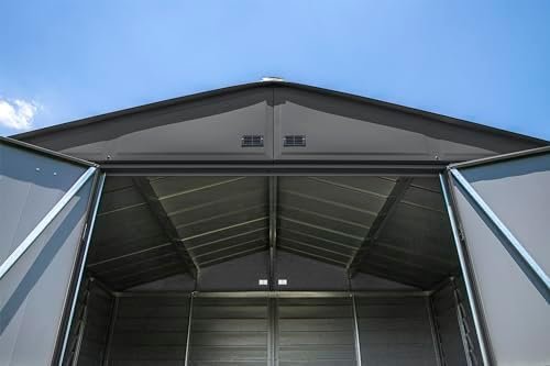 Arrow Select 10′ x 12′ Outdoor Lockable Steel Storage Shed Building, Charcoal