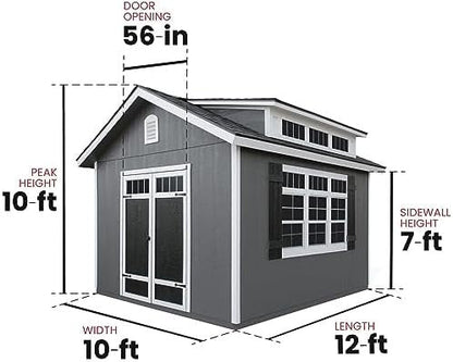 Handy Home Products Windemere 10×12 Do-it-Yourself Wooden Storage Shed with Floor, Beige