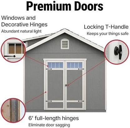 Handy Home Products Windemere 10×12 Do-it-Yourself Wooden Storage Shed with Floor, Beige