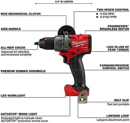 Milwaukee M18 FUEL 18V Lithium-Ion Brushless Cordless Combo Kit with Two 5.0 Ah Batteries, 1 Charger, 2 Tool Bags (7-Tool)