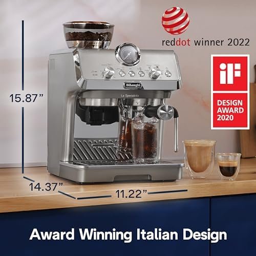 De’Longhi La Specialista Arte Evo Espresso Machine – Compact Cold Brew Coffee Maker with Grinder, Milk Steam Wand/Frother & Tamping Tools – Home Barista Kit for Lattes, Cappuccinos, Iced Coffee
