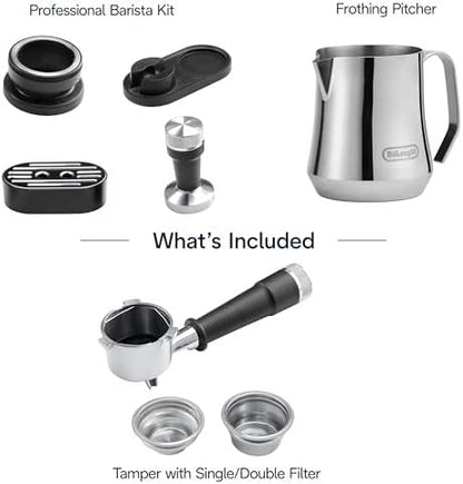 De’Longhi La Specialista Arte Evo Espresso Machine – Compact Cold Brew Coffee Maker with Grinder, Milk Steam Wand/Frother & Tamping Tools – Home Barista Kit for Lattes, Cappuccinos, Iced Coffee