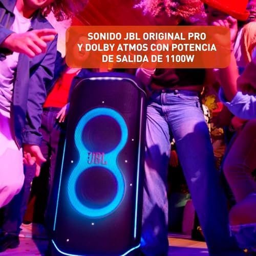 JBL Partybox Ultimate – Multi Purpose Party Speaker, with Wi-fi & Bluetooth Connectivity, Wireless, Lightshow, IPx4 Slashproof, Dual Mic & Guitar Inputs, Handle & Sturdy Wheels, Black