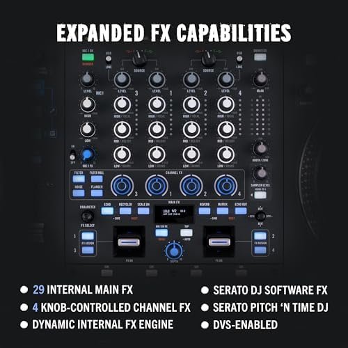 Rane PERFORMER 4-Channel Motorized DJ Controller, 7″ Platters with Displays, Precision Feel Faders, Stem Split, Advanced FX, Serato DJ Pro Included