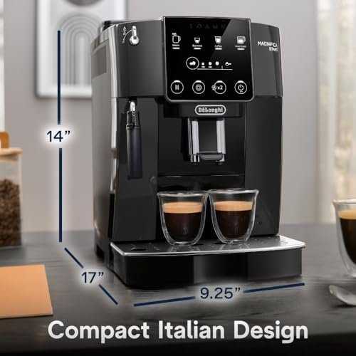 De’Longhi Magnifica Start Automatic Espresso Machine with Manual Milk Frother & Built in Grinder – 3 One-Touch Recipes, Easy-to-Clean, Home Barista Coffee Maker for Lattes, Cappuccino, Iced Coffee