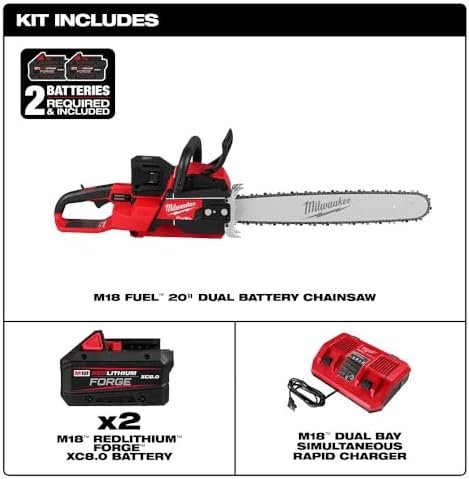 Chainsaws For Milwaukee 2827-22 M18 FUEL 18V 20″ Dual Battery Chainsaw Kit,Tool and Equipment,with toolbox