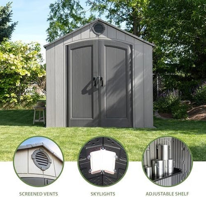 Lifetime Outdoor Storage Shed, 8 x 10 Foot, Gray