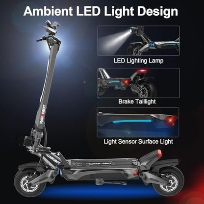 NANROBOT Electric Scooter Adults 50mph Dual Motor Electric Scooter with Suspension 80Miles Range Fast Sports Escooter Folding 10″ Off Road Tires 330LBS Max Load Complies with UL2272 Certification