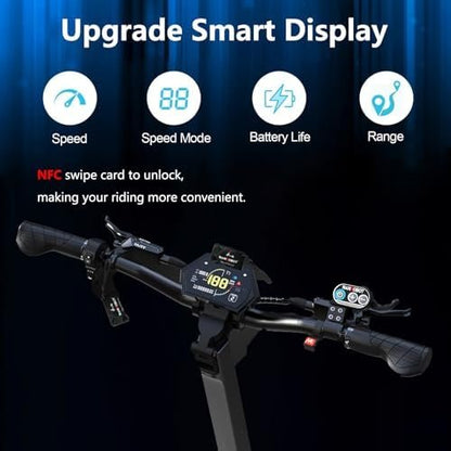 NANROBOT Electric Scooter Adults 50mph Dual Motor Electric Scooter with Suspension 80Miles Range Fast Sports Escooter Folding 10″ Off Road Tires 330LBS Max Load Complies with UL2272 Certification