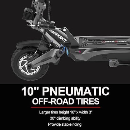 NANROBOT Electric Scooter Adults 50mph Dual Motor Electric Scooter with Suspension 80Miles Range Fast Sports Escooter Folding 10″ Off Road Tires 330LBS Max Load Complies with UL2272 Certification