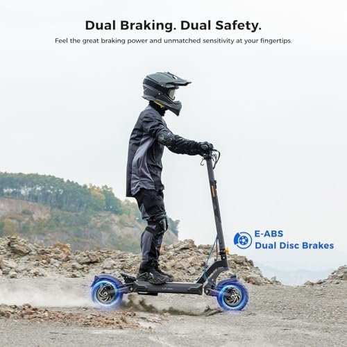 Ausom L2 Max 2000W Dual Motor Electric Scooter for Adults, 56 Miles Max Range Folding Off Road E Scooter, 31 Mph Top Speed,48V 20.8Ah Battery, E-ABS and Dual Disc Brakes, All-Round Lighting System