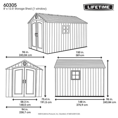 Lifetime 8 Ft. X 12.5 Ft. Outdoor Storage Shed – 60305