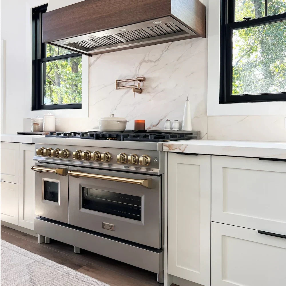 ZLINE Autograph Edition 48″ 6.0 cu. ft. Dual Fuel Range with Gas Stove and Electric Oven Stainless Steel Accents