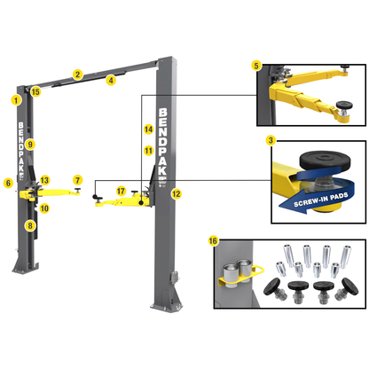 BendPak 10AP-168 Two Post Car Lift – 10,000-Lb Capacity – 168″ Extended Height